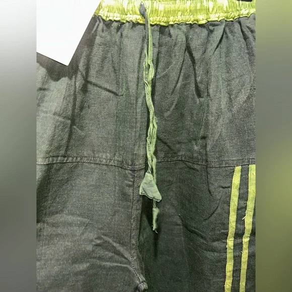 100% Cotton Boho Green Namaste Pants - Picture 3 of 11